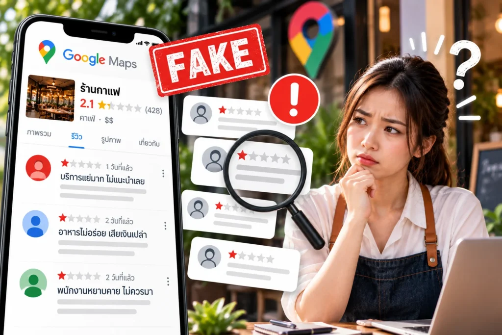 รีวิวปลอมบน Google Maps วิธีสังเกตรีวิวที่น่าสงสัยและตรวจสอบหลักฐาน