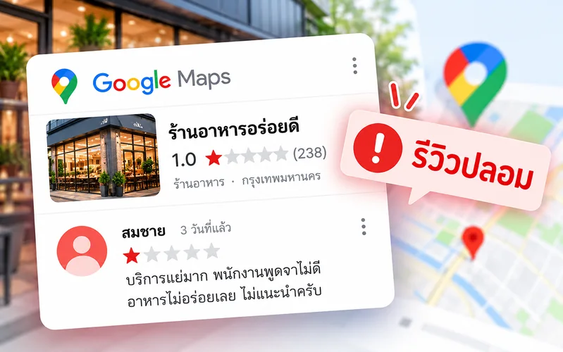 รีวิว Google Maps 1 ดาวที่อาจเป็นรีวิวปลอม